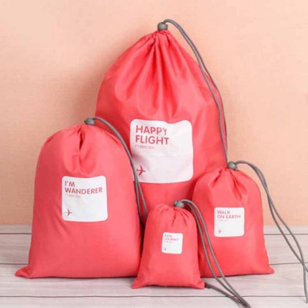 4Pcs Waterproof Nylon Drawstring Travel Storage Bag Portable Organizer Clothes Shoes Storage