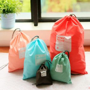 4pcs Universal Outdoor Travel Waterproof Nylon Drawstring Storage Bags Pouches Organizers