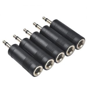 5 Pcs Earphone Adapter Plug 3.5mm Male to 6.5mm Female Jack