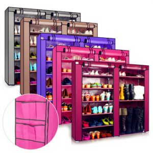 6 Tier Covered Shoes Rack Storage Shelf Organizer Cabinet Closet Stand Cupboard