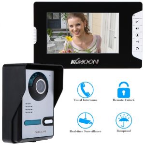 7" Video Door Phone TFT LCD Screen Unlock IR Night Vision Rainproof Home Security