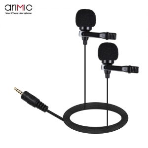 ARIMIC Dual-Headed Lavalier Lapel Clip-on Omnidirectional Condenser Microphone