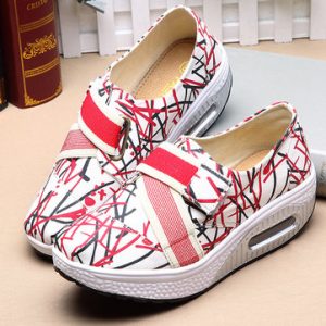 Adjustable Elastic Colorful Stripe Buckle Platform Rocker Sole Shake Shoes