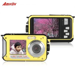 Amkov Dual LCD 2.7" HD 24MP 16X Digital Zoom 1080P 30FPS Waterproof Anti-shake Selfie Digital Camera Camcorder