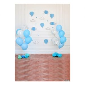 Andoer 1.5 * 2.1m/5 * 7ft Birthday Party Photography Background Blue Balloon Paper Poms Children Baby Backdrop Photo Studio Pros