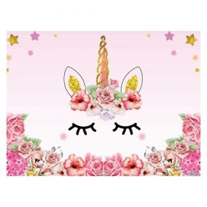 Andoer 1.5 * 2.1m/5 * 7ft Birthday Party Photography Background Pink Flower Cartoon Unicorn Kid Baby Infant Girl Backdrop Photo Studio Pros