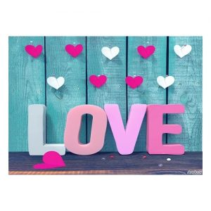 Andoer 1.5 * 2.1m/5 * 7ft Valentine's Day Photography Background Colorful Love Wood Wall Backdrop Photo Studio Pros