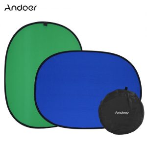 Andoer 1.5*2.0m Collapsible Muslin Cotton Blue&Green (2in1) Backdrop Background Panel for Photo & Video Studio Photography