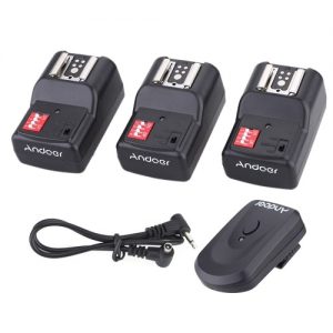 Andoer 16 Channel Wireless Remote Flash Trigger Set 1 Transmitter + 3 Receivers + 1 Sync Cord for Canon Nikon Pentax Olympus Sigma Sunpak Vivitar Neewer YOUNGNUO Speedlite