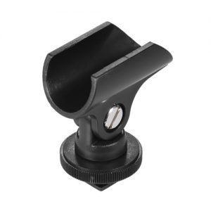 Andoer 19mm Plastic Mic Microphone Holder Clip with Hot Shoe & 1/4" Screw Hole for DSLR Camera