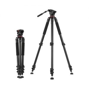 Andoer 5.6ft Professional Heavy Duty Video Camcorder Tripod with Fluid Dray Head Quick Release Plate 15kg Payload with Carry Bag