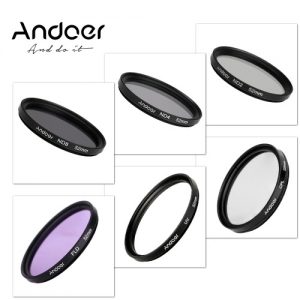 Andoer 52mm UV+CPL+FLD+ND(ND2 ND4 ND8) Photography Filter Kit Set Ultraviolet Circular-Polarizing Fluorescent Neutral Density Filter for Nikon Canon Sony Pentax DSLRs