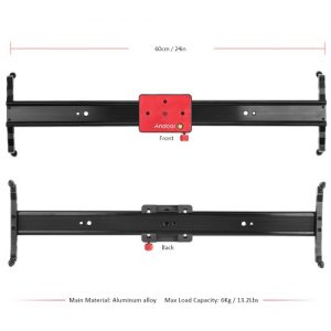 Andoer 60cm Video Track Slider Dolly Track Rail Stabilizer Aluminum Alloy for Canon Nikon Sony Cameras Camcorders Max Load Capacity 6Kg