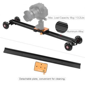 Andoer 60cm/23.6" 4 Wheels Soundless Aluminum Alloy Video Rail Track Slider Table Dolly Car Stabilizer Max. Load 6kg/13.2Lbs for Canon Nikon Sony DSLR Camera Camcorder DV