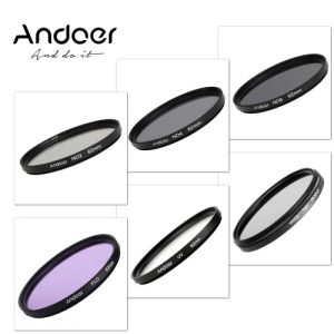 Andoer 62mm UV+CPL+FLD+ND(ND2 ND4 ND8) Photography Filter Kit Set Ultraviolet Circular-Polarizing Fluorescent Neutral Density Filter for Nikon Canon Sony Pentax DSLRs