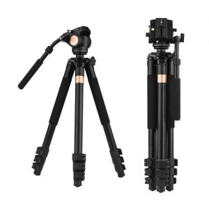 Andoer 70inch Professional Heavy Duty Aluminum Alloy Video Camera Tripod with Fluid Drag Head for Canon Nikon Sony DSLR Camera Camcorder, Max. Payload 15kg