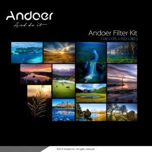 Andoer 77mm UV+CPL+FLD+ND(ND2 ND4 ND8) Photography Filter Kit Set Ultraviolet Circular-Polarizing Fluorescent Neutral Density Filter for Nikon Canon Sony Pentax DSLRs