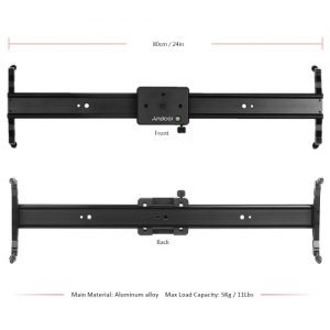 Andoer 80cm Video Track Slider Dolly Track Rail Stabilizer Aluminum Alloy for Canon Nikon Sony Cameras Camcorders Max Load Capacity 5Kg Black