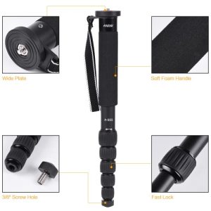 Andoer A-555 6-Section Compact Portable Photography Aluminum Alloy Monopod Unipod Stick for Nikon Canon Sony Pentax Camera Max. Load 10kg / 22lbs