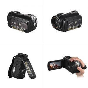 Andoer AC3 4K Digital Video Camera Camcorder with Extra 0.39X Wide Angle Lens + Lens Hood + External Microphone