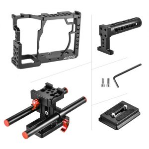 Andoer Aluminum Alloy Camera Cage Video Film Movie Making Stabilizer with Cold Shoe Mount for Sony A7/ A7R/ A7S Camera