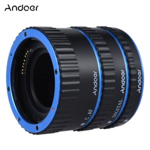 Andoer Colorful Metal TTL Auto Focus AF Macro Extension Tube Ring for Canon EOS EF EF-S 60D 7D 5D II 550D Blue