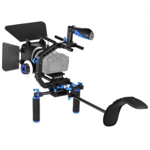 Andoer D102 Aluminum Alloy Camera Camcorder Video Cage Kit Film Making System with Cage Shoulder Pad 15mm Rod Matte Box Follow Focus Handle Grip for Canon Nikon DSLR