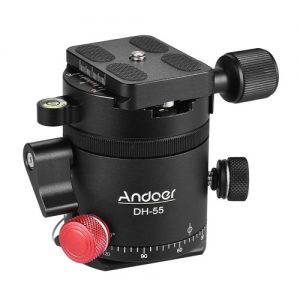 Andoer DH-55 Indexing Rotator HDR Panorama Panoramic Ball Head with 1/4" Quick Release Plate Bubble Level Bag Aluminum Alloy Max. Load 15kg/33Lbs for Camera Tripod