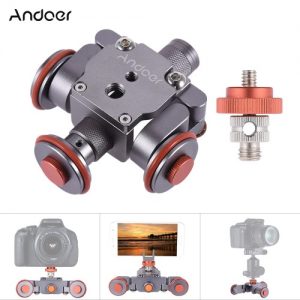 Andoer Electric Motorized 3-Wheel Video Pulley Car Dolly Rolling Slider Skater for Canon Nikon Sony Camera Camcorder for iPhone 7/7plus/6/6s Samsung Huawei Smartphone