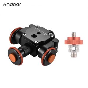 Andoer Electric Motorized Auto Camera Dolly Video Slider Skater 3-Wheel Pulley Car for Canon Nikon Sony DSLR for iPhone X 8 7 Plus 6s Smartphone for GoPro Hero 5/4/3+/3 Action Sports Cam