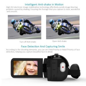 Andoer HDV-Z20 1080P Full HD 24MP WiFi Digital Video Camera Camcorder with 0.39X Wide Angle + Macro Lens 3.0" Rotatable LCD Touchscreen Remote Control Support 16X Digital Zoom LED Lamp