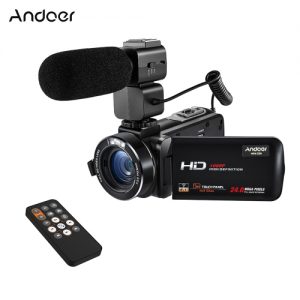 Andoer HDV-Z20 1080P Full HD 24MP WiFi Digital Video Camera Camcorder with External Microphone 3.0" Rotatable LCD Touchscreen Remote Control Support LED Lamp 16X Digital Zoom