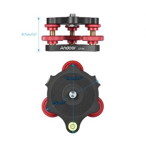 Andoer LP-64 Tripod Leveling Base Tri-wheel Precision Leveler with Bubble Level 3/8" Screw Aluminum Alloy Max. 15kg/33Lbs