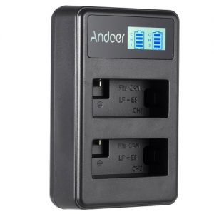 Andoer LP-E8 Rechargeable LED Display Li-ion Battery Charger Pack 2-Slot USB Cable Kit for Canon Rebel T3i T5i T4i T2i EOS 600D 550D 700D 650D Kiss X5 X4 Digital SLR Camera