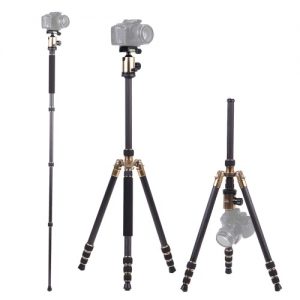 Andoer Lightweight Compact Carbon Fiber Tripod Panoramic Ballhead with Carrying Bag for Canon Sony Nikon Panasonic Olympus DSLR Camera Camcorder