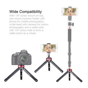 Andoer MT-01 Portable Aluminum Alloy Tabletop Tripod Mini Mobile/Camera Photography Bracket with 1/4" Screw Mount Max Load 80kg