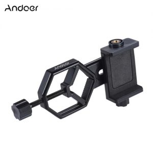 Andoer Metal Telescope Mount Adapter Bracket with Adjuatable Smartphone Cell Phone Holder Clip for Binocular Monocular Spotting Scope Microscope for iPhone 7Plus/ 7/ 6s/ 6Plus