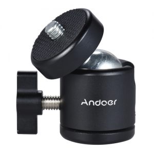 Andoer Mini Tripod Metal Ball Head Adapter Ballhead Mount with 1/4" Screw & 1/4" Screw Hole