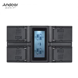 Andoer NP-F970 4-Channel Digital Camera Battery Charger w/ LCD Display for Sony NP-F550 F750 F950 NP-FM50 FM500H QM71