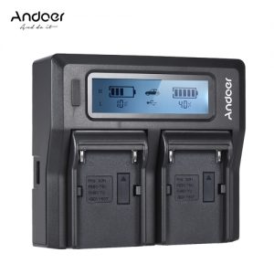 Andoer NP-F970 Dual Channel Digital Camera Battery Charger w/ LCD Display for Sony NP-F550/F750/F950/ NP-FM50/FM500H/QM71