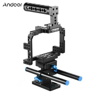 Andoer Protective Video Camera Cage Stabilizer Protector w/ Top Handle/ 15mm Rod Rail/ Baseplate for Sony A7II A7RII A7SII ILDC Mirrorless Camcorder