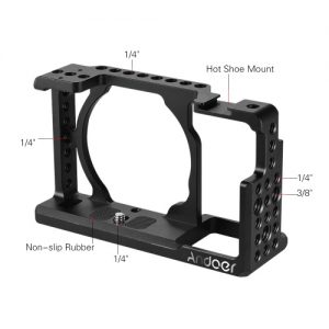 Andoer Protective Video Camera Cage Stabilizer Protector with HD Cable Clamp Clip for Sony A6000 A6300 NEX7 ILDC to Mount Microphone Monitor Tripod Lighting Accessories