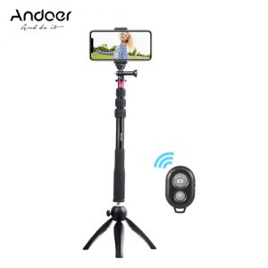 Andoer Selfie Stick + Mini Tripod + Phone Tripod Mount + Wireless Remote Control