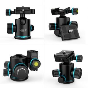 Andoer TB81X Tripod Ball Head 360 Degree Rotating Panoramic Ballhead for Tripod Monopod Slider DSLR Camera with 3Pcs 1/4" to 3/8" Srew Adapter and 2pcs Plate Max Load 8Kg/17.64Lbs