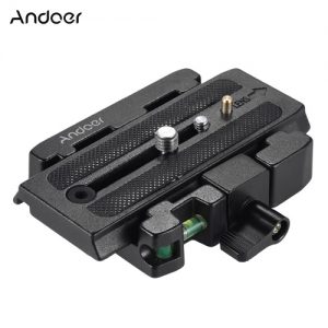 Andoer Video Camera Tripod Quick Release Clamp Adapter with Quick Release Plate Compatible for Manfrotto Head