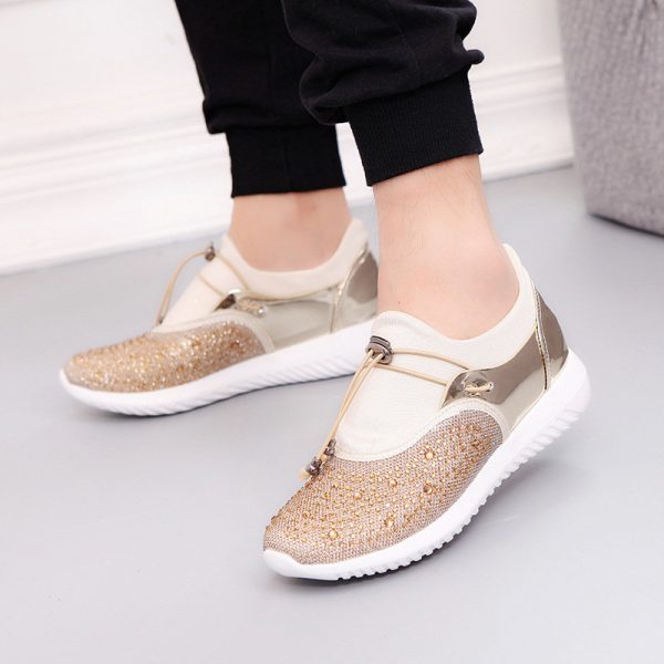 Automatic Shrink Shoelace Splicing Rhinestone Comfortable Outdoor Shoes