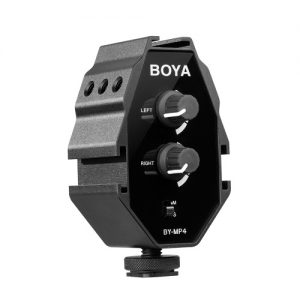 BOYA BY-MP4 2-channel Audio Adapter with Mono Stereo Switch for Canon Nikon Sony Panasonic DSLR Camera Camcorder for iPhone Samsung Smartphone