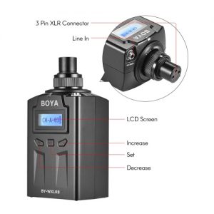 BOYA BY-WXLR8 Plug-on Transmitter with LCD Display for BY-WM8 BY-WM6 Wireless Lavalier Microphone System 3 Pin XLR Mic Audio Mixer