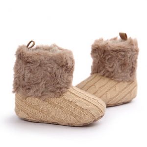 Baby Furry Slip On Knitting Weave Flat Warm Shoes