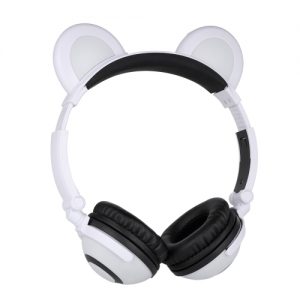 Bear Ear Kids Headphones Foldable Over-head Headset Cosplay Gaming Earphone Glowing Flashing Rechargeable for Tablet PC Smart Phones